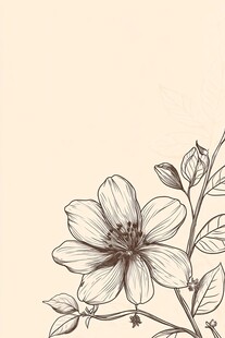 手绘花卉线条图