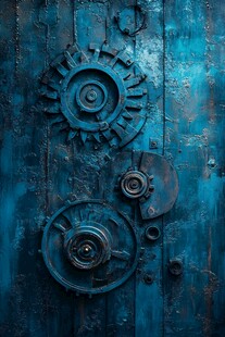 复古蓝调机械风门板