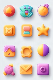 多彩立体风格应用图标集合