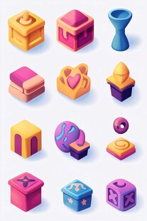 可爱多彩立体几何玩具集合