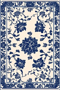 中式青花瓷花卉图案纹理