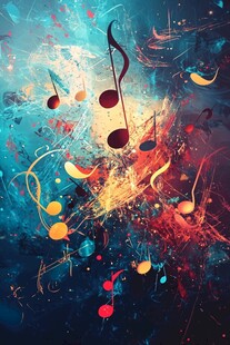 梦幻音乐元素抽象艺术画