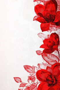 红色花卉边框装饰图案