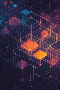 炫彩几何方块科技背景图