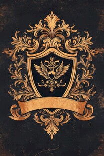 复古金色盾牌纹章图案