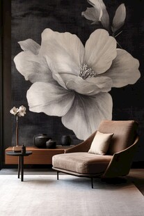 现代简约风 花卉墙与休闲椅