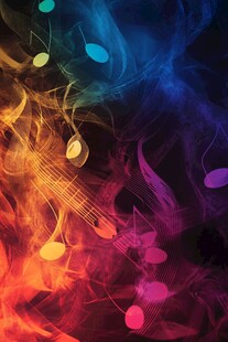 梦幻炫彩音乐音符背景图