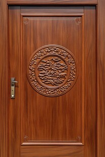 中式雕花实木入户门