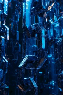 蓝色金属结构科幻场景