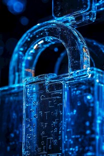 蓝色科技感透明锁具特写