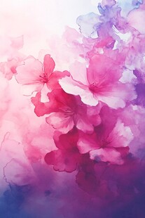 梦幻水彩花卉图