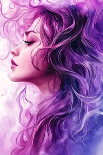 梦幻紫发少女的唯美侧颜