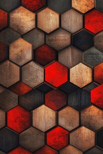 六边形拼接的多彩复古图案