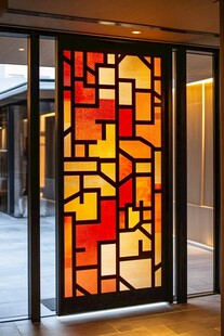 彩色几何图案玻璃装饰门
