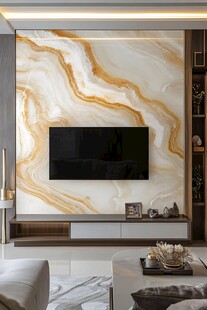 现代客厅大理石纹电视背景墙