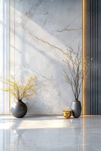 现代简约大理石墙面花瓶景