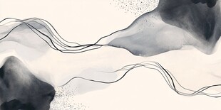 水墨线条勾勒山水意境