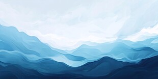 梦幻蓝调山脉风景插画