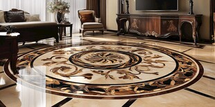 奢华客厅的精美拼花地板