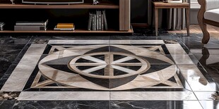 奢华客厅的精致拼花瓷砖