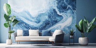 蓝调海洋风客厅装饰场景