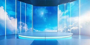 梦幻蓝色环形舞台空间