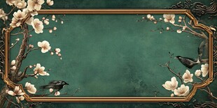 中式花鸟复古边框背景图