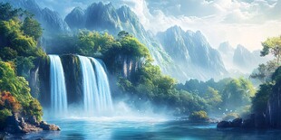 壮丽山水间的绝美瀑布景观