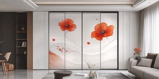 花朵图案玻璃门装饰客厅