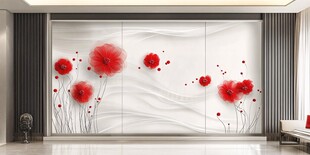 红花朵朵电视背景墙设计
