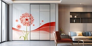 简约客厅中的蒲公英移门