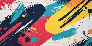 多彩抽象笔触艺术画作