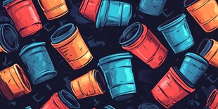 多彩油桶无缝图案设计