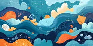梦幻海洋景观插画