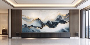 中式客厅大气山水背景墙