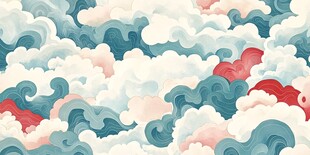 中式云海波浪图案背景