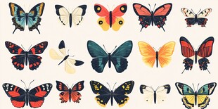 多彩蝴蝶图案集合