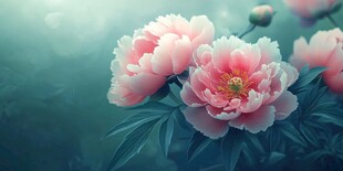 粉色娇艳牡丹花特写