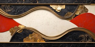 中式黑金红装饰艺术画