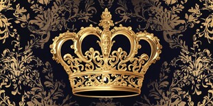 华丽金色皇冠与花纹背景