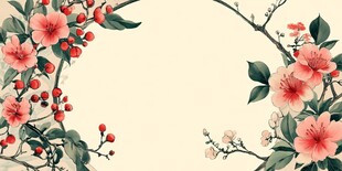 中式花卉边框装饰图案