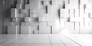 立体方块墙面的极简空间