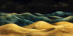 沙漠与海洋交织的奇幻夜景