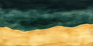 梦幻夜空下的金黄沙丘