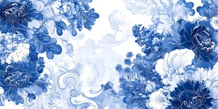 青花瓷花卉图案背景