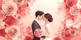 浪漫婚礼 新人沉浸爱意中