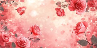 浪漫粉色玫瑰花梦幻背景