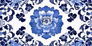 青花瓷牡丹花纹饰图案