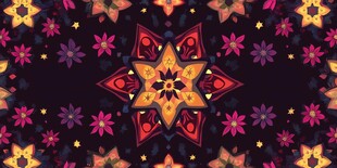 绚丽多彩的几何花卉图案