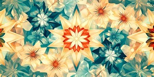 多彩几何花卉图案背景